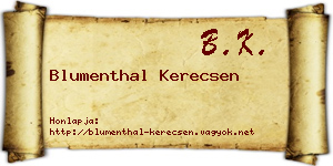 Blumenthal Kerecsen névjegykártya